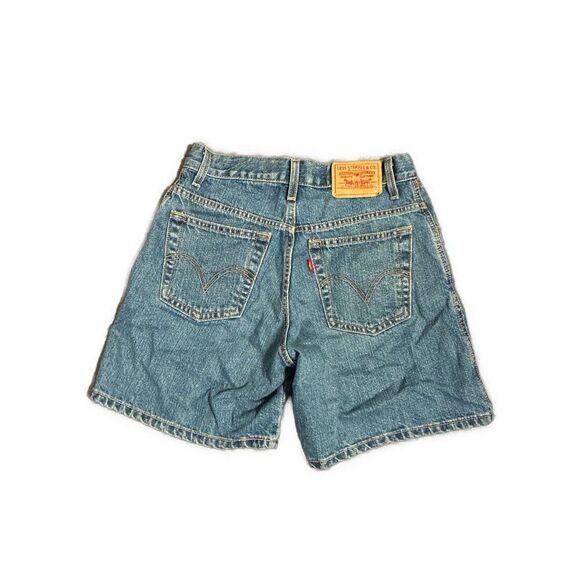 levis High Rise jean Denim shorts Bermuda floral knit relaxed fit 550 4 Small - Picture 2 of 5